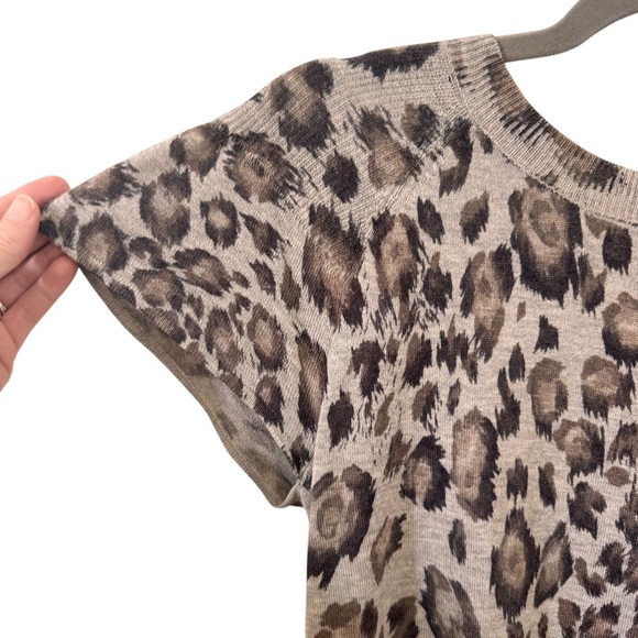 Rebecca Taylor Silk Cashmere Leopard Animal Print Flutter Sleeve Blouse Size S - Picture 4 of 8
